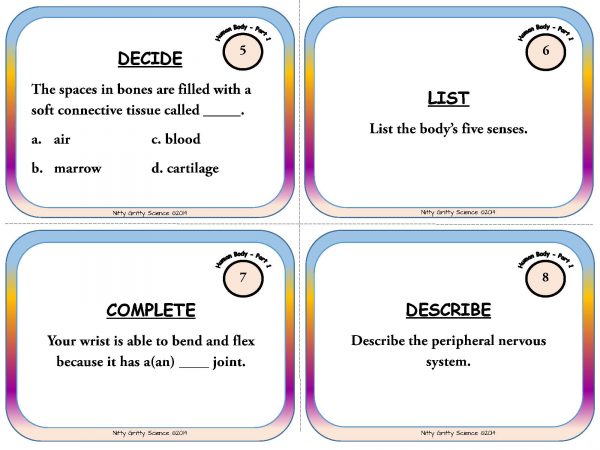 Human Body Part 1 Page 04 600x450 - Human Body: Part 1 - Life Science Task Cards